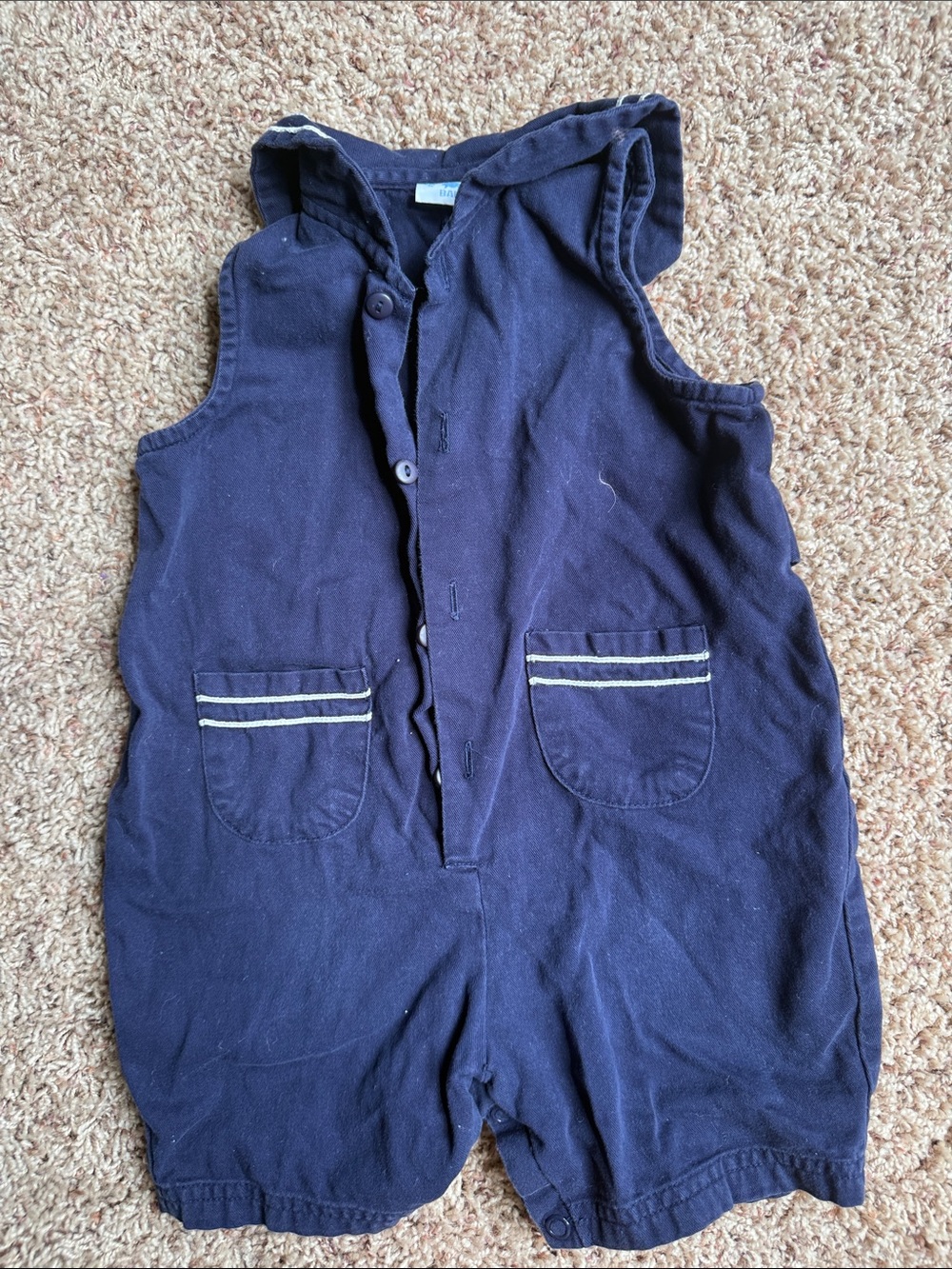 Hartstrings Navy Hooded Cotton One-Piece Bodysuit with White Trim